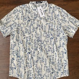 New Atlanl White Holiday Button Up